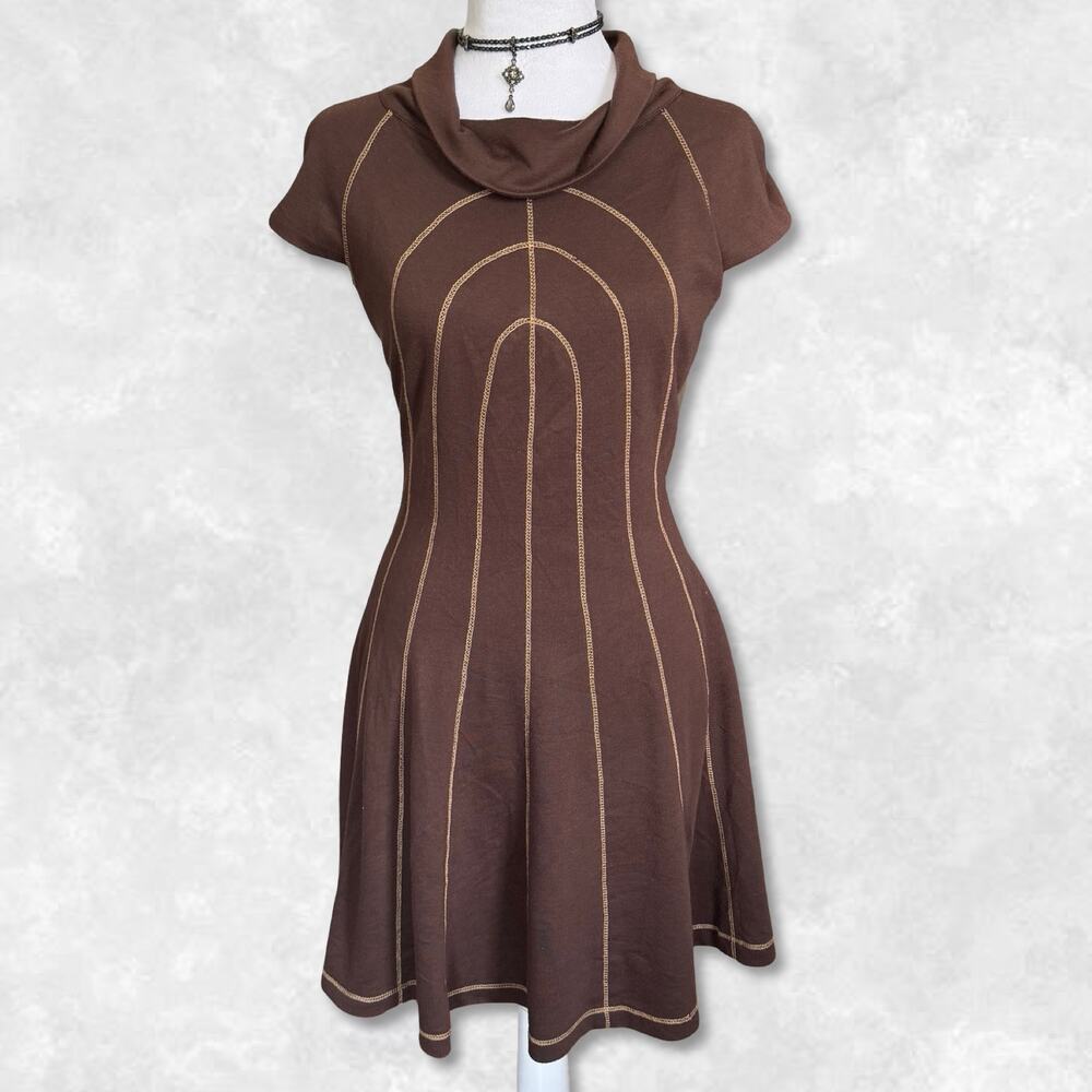 Y2K Euro Subversive Cowl Neck Futuristic Dress Size M